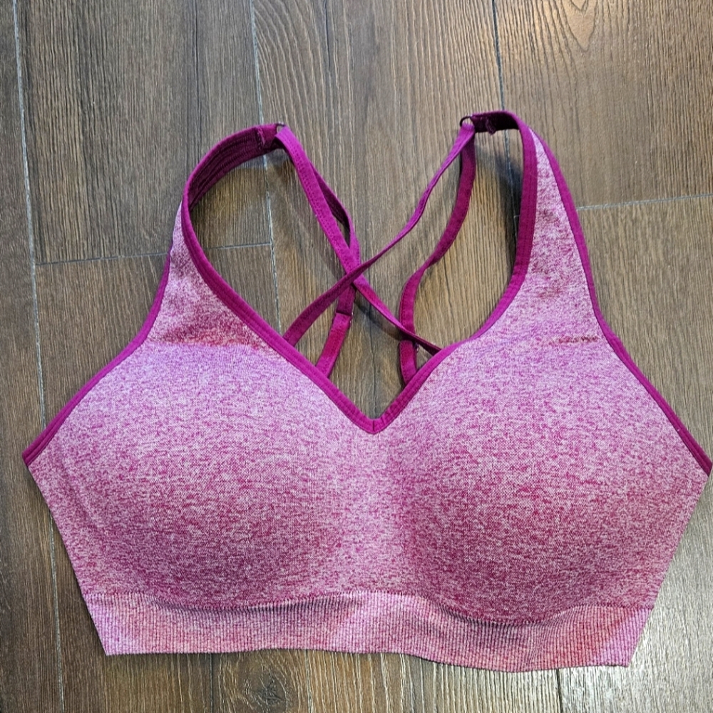 Pink Victoria Secret Seamless Medium-Impact Sports Bra Lrage-DD Pink Heather